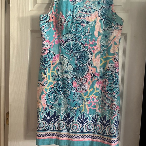 Lily Pulitzer Floral Sleeveless Dress - turquoise & pink sheath dress. - Picture 2 of 7
